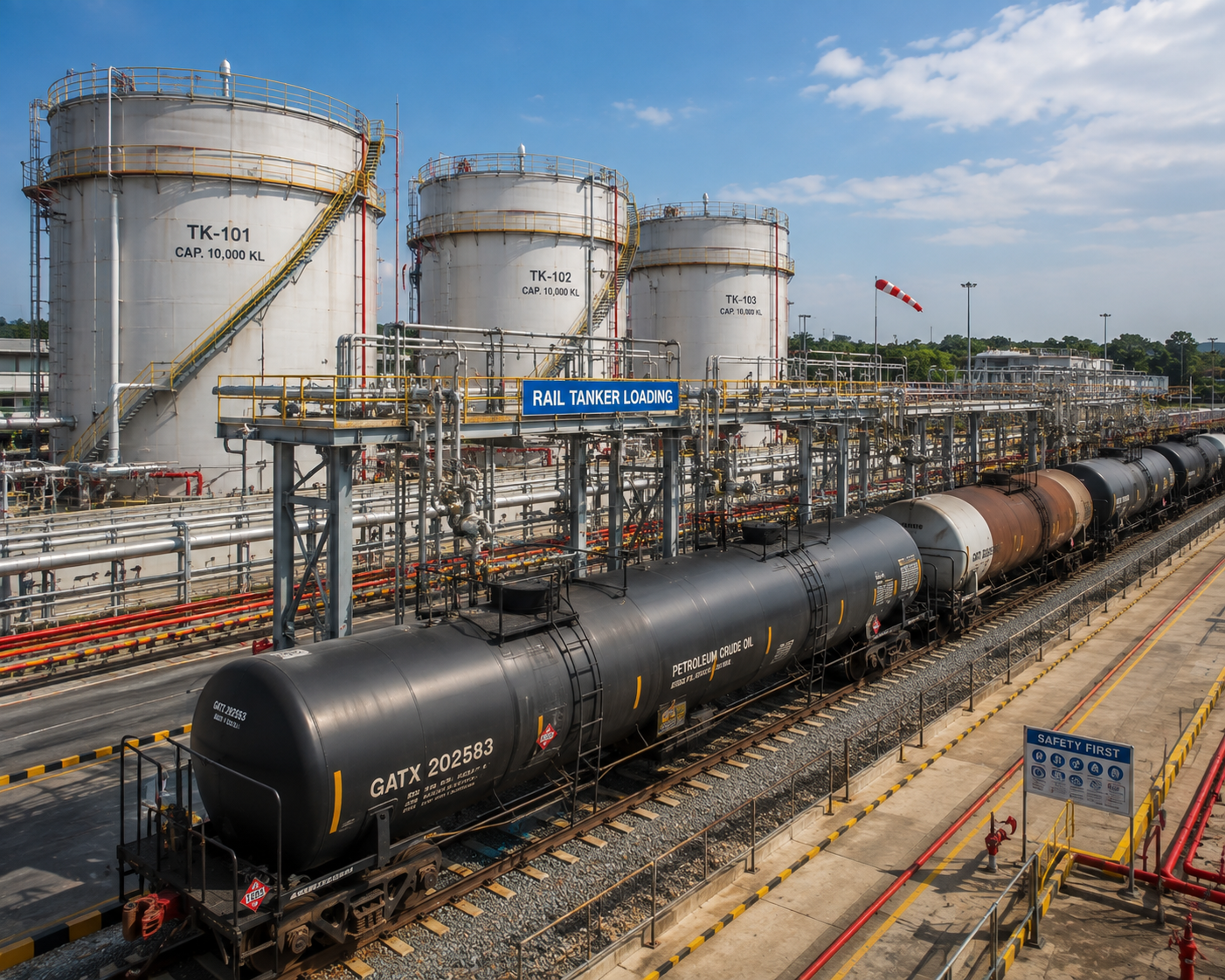 Bulk liquid tank farm and loading gantry